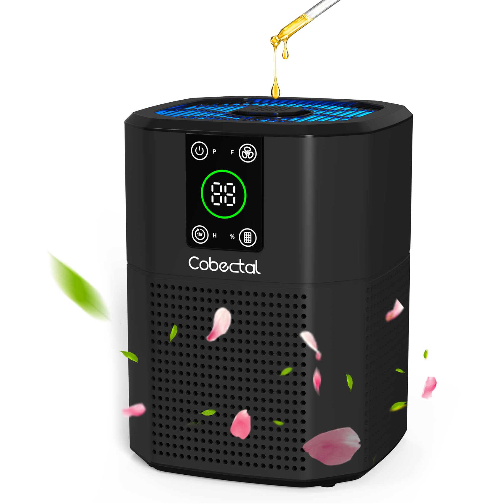 Air Purifier For Home Bedroom, Cobectal Room Air Cleaner With H13 True Hepa 3 In 1 Filter, Aroma Function & Sleep Mode, Desktop